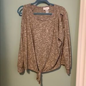 Lavender Field Tieup Sweater Cold Shoulder Sleeves